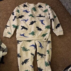 Garanimals Dinosaur Print Pajama Set - Cream, Green, Blue, Black